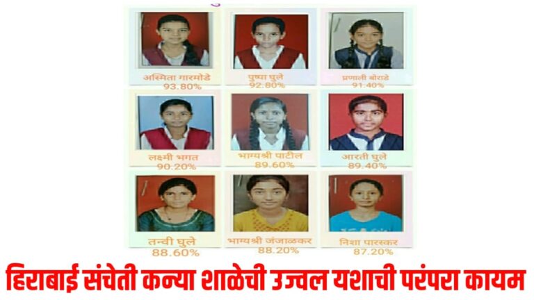 हिराबाई संचेती कन्या शाळेची उज्वल यशाची परंपरा कायम