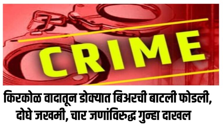 किरकोळ वादातून डोक्यात बिअरची बाटली फोडली,दोघे जखमी, चार जणांविरुद्ध गुन्हा दाखल