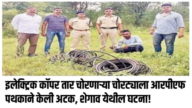 इलेक्ट्रिक कॉपर तार चोरणाऱ्या चोरट्याला आरपीएफ पथकाने केली अटक, शेगाव येथील घटना!