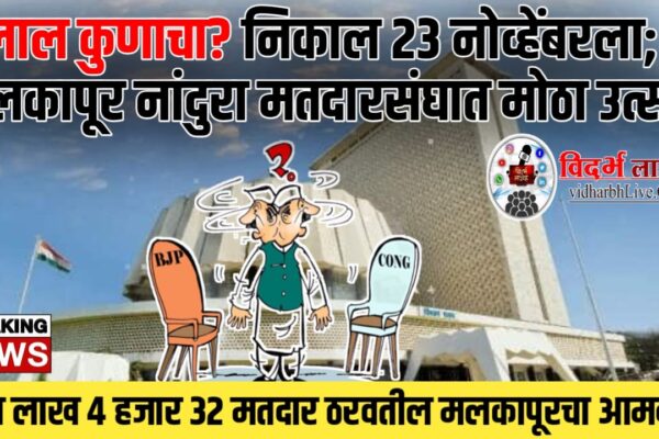 गुलाल कुणाचा? निकाल 23 नोव्हेंबरला; मलकापूर नांदुरा मतदारसंघात मोठा उत्साह ; दोन लाख 4 हजार 32 मतदार ठरवतील मलकापूरचा आमदार!