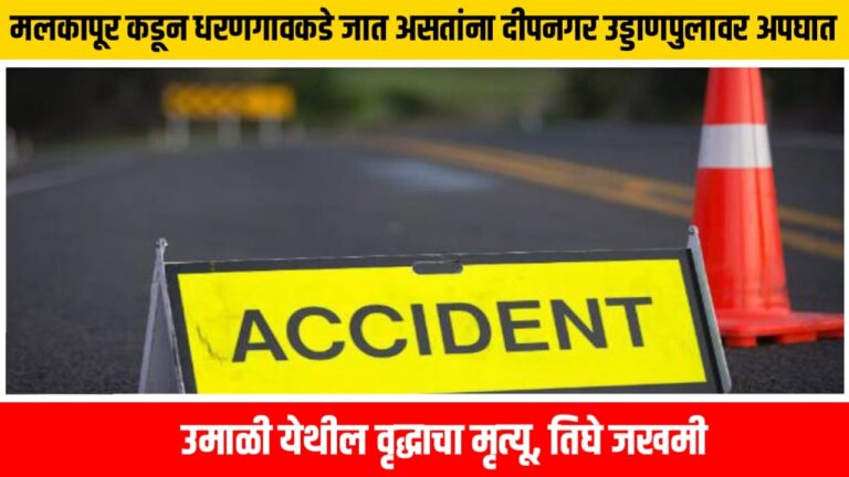 मलकापूर कडून धरणगावकडे जात असतांना दीपनगर उड्डाणपुलावर अपघात: उमाळी येथील वृद्धाचा मृत्यू, तिघे जखमी