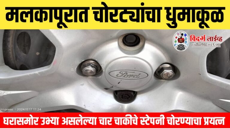 मलकापूरात चोरट्यांचा धुमाकूळ; घरासमोर उभ्या असलेल्या चार चाकीचे स्टेपनी चोरण्याचा प्रयत्न