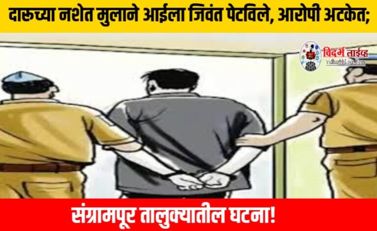 दारूच्या नशेत मुलाने आईला जिवंत पेटविले, आरोपी अटकेत; संग्रामपूर तालुक्यातील घटना!