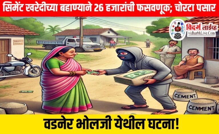 सिमेंट खरेदीच्या बहाण्याने २६ हजारांची फसवणूक; चोरटा पसार, वडनेर भोलजी येथील घटना!