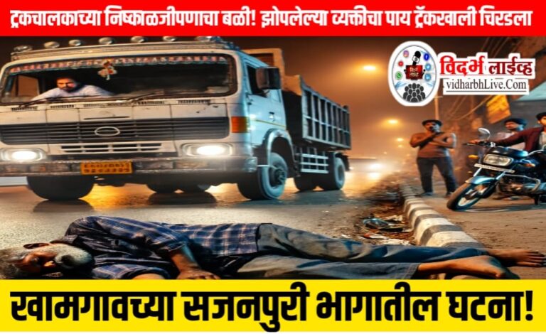 ट्रकचालकाच्या निष्काळजीपणाचा बळी! झोपलेल्या व्यक्तीचा पाय ट्रॅकखाली चिरडला, खामगावच्या सजनपुरी भागातील घटना!