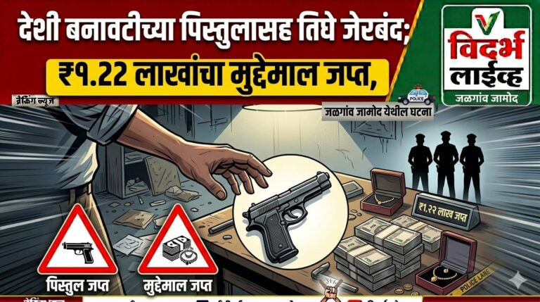 देशी बनावटीच्या पिस्तुलासह तिघे जेरबंद; १.२२ लाखांचा मुद्देमाल जप्त