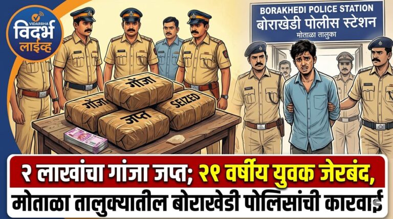 २ लाखांचा गांजा जप्त; २१ वर्षीय युवक जेरबंद, मोताळा तालुक्यातील बोराखेडी पोलिसांची कारवाई