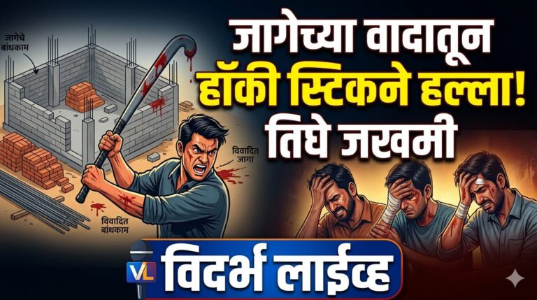 जागेच्या बांधकामाच्या वादातून तिघांकडून हॉकी स्टिकने हल्ला; तिघे जखमी