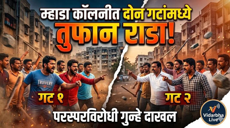 म्हाडा कॉलनीत दोन गटांमध्ये तुफान राडा; परस्परविरोधी गुन्हे दाखल