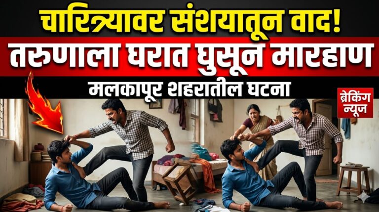 चारित्र्यावर संशयातून वाद; तरुणाला घरात घुसून मारहाण, मलकापूर शहरातील घटना
