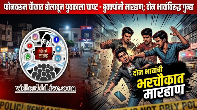फोनवरून चौकात बोलावून युवकाला चापट – बुक्क्यांनी मारहाण; दोन भावांविरुद्ध गुन्हा
