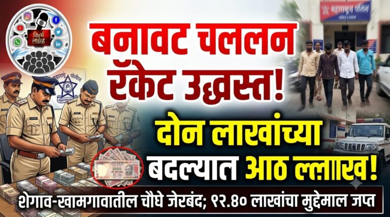 दोन लाखांच्या बदल्यात आठ लाखांचे बनावट चलन! खामगाव-शेगावातील तिघांसह चौघे पोलिसांच्या जाळ्यात; १२.४० लाखांचा मुद्देमाल जप्त